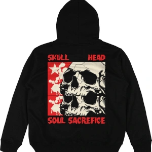 Skull Head Siyah Oversize Kapüşonlu Sweatshirt