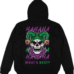 Skull Joker Siyah Oversize Unisex Kapüşonlu Sweatshirt Hoodie
