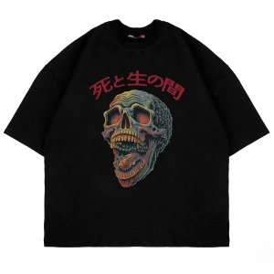 Skull Scream Baskılı Oversize Unisex Beyaz