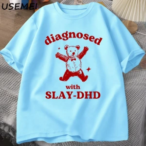 Slay ile teşhis-DHD komik Panda ayı T Shirt zihinsel sağlık karikatür Tee erkek giysileri pam 3045
