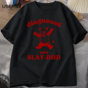 Slay ile teşhis-DHD komik Panda ayı T Shirt zihinsel sağlık karikatür Tee erkek giysileri pam 3045