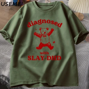 Slay ile teşhis-DHD komik Panda ayı T Shirt zihinsel sağlık karikatür Tee erkek giysileri pam 3045