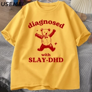 Slay ile teşhis-DHD komik Panda ayı T Shirt zihinsel sağlık karikatür Tee erkek giysileri pam 3045