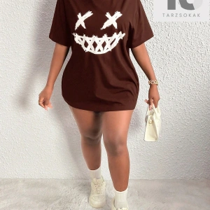 Slayr İfade Baskılı Düşük Omuzlu Tişört