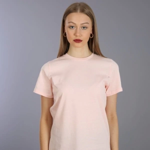 Slim Fit Yuvarlak Yaka Basic T-shirt Toz Pembe