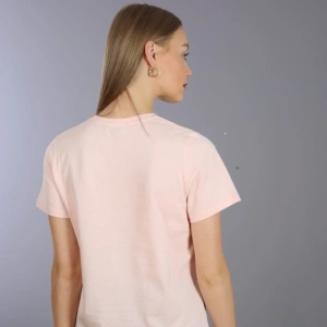 Slim Fit Yuvarlak Yaka Basic T-shirt Toz Pembe