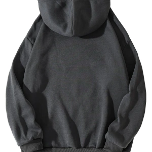 Slogan And Butterfly Print Drawstring Kangaroo Pocket Hoodie Gri