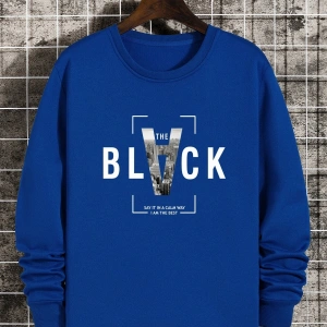 Slogan & Building Print Pullover Sweatshirt MAVİRENK