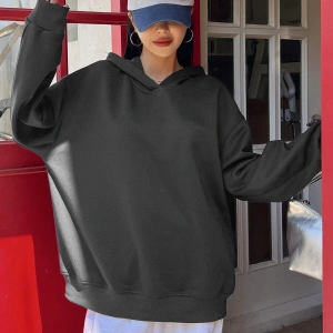 Slogan Grafikli Damla Omuzlu Kapüşonlu Üst Gri