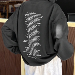 Slogan Grafikli Damla Omuzlu Kapüşonlu Üst Gri