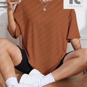 Slogan Grafikli Düşük Omuz Oversize Tişört