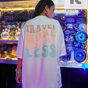 Slogan Grafikli Düşük Omuz Oversize Tişört