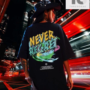 Slogan Grafikli Düşük Omuzlu Tişört