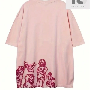 Slogan Grafikli Düşük Omuzlu Tişört