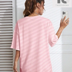 Slogan Grafikli Düşük Omuzlu Tişört