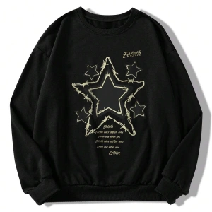 Slogan Grafikli Düşük Sweat Siyah