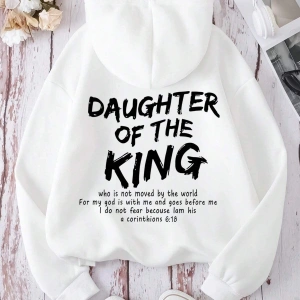 Slogan Grafikli Kanguru Cepli Büzgülü Kapüşonlu Üst Beyaz