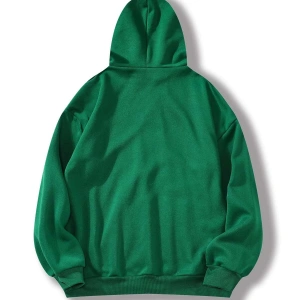 Slogan Grafikli Kanguru Cepli Kapüşonlu Üst Yeşil