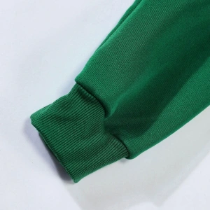 Slogan Grafikli Kanguru Cepli Kapüşonlu Üst Yeşil