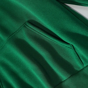 Slogan Grafikli Kanguru Cepli Kapüşonlu Üst Yeşil