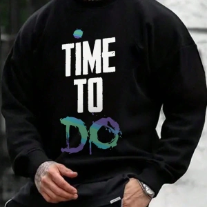 Slogan Graphic Drop Shoulder Sweatshirt Siyah