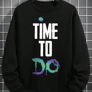 Slogan Graphic Drop Shoulder Sweatshirt Siyah