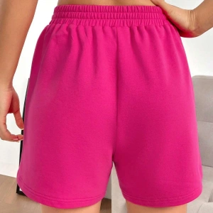 Slogan Graphic Elastic Waist Şort