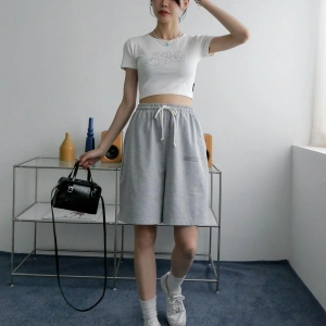 Slogan Graphic Slant Pocket Track Şort