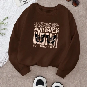 Slogan Graphic Thermal Lined Sweatshirt