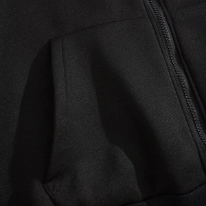 Slogan Graphic Zip Up Drawstring Lined Hoodie Siyah