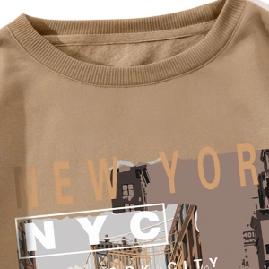 Slogan & Picture Print Lined Sweatshirt Haki