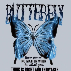 Slogan ve Kelebek Baskılı Kanguru Cepli İpli Kapşonlu Gri