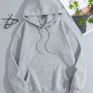 Sloganlı Grafik İpli Kapüşonlu Üst Gri