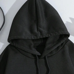 Sloganlı Grafik İpli Kapüşonlu Üst Gri