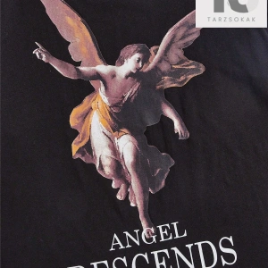 Sloganlı ve Melek Desenli Erkek Baskılı Yuvarlak Yaka T-Shirt