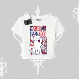 Smell of Fresh Food Kedi Baskılı Babby Tee Tshirt