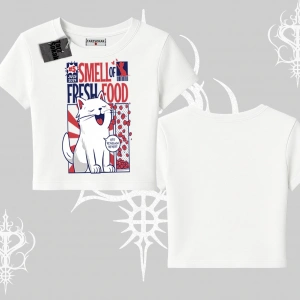 Smell of Fresh Food Kedi Baskılı Babby Tee Tshirt