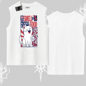 Smell of Fresh Food Kedi Baskılı Kolsuz Tshirt