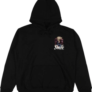 Smile Siyah Oversize Unisex Kapüşonlu Sweatshirt Hoodie
