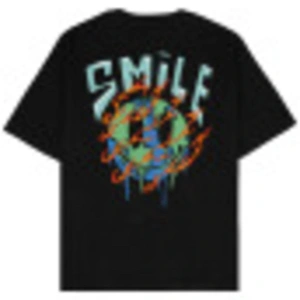 Smile Siyah Oversize Unisex T-shirt