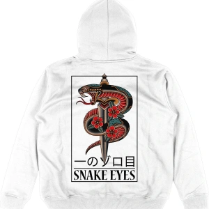 Snake Eyes Beyaz Oversize Unisex Kapüşonlu Sweatshirt Hoodie