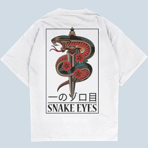 Snake Eyes Beyaz Oversize Unisex T-shirt