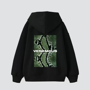 Snake Venomous Baskılı Oversize Unisex Premium Siyah