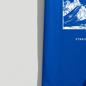 Sokak Stili Orijinal Mavi Japon Turna Ukiyo-E Manzara Baskılı Beyaz Örgü T