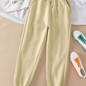 Solid Drawstring Waist 4 Mevsim Eşofman