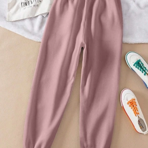 Solid Drawstring Waist Slant Pocket 4 Mevsim Eşofman