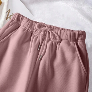 Solid Drawstring Waist Slant Pocket 4 Mevsim Eşofman