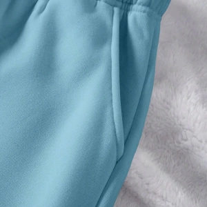 Solid Drawstring Waist Slant Pocket 4 Mevsim Eşofman