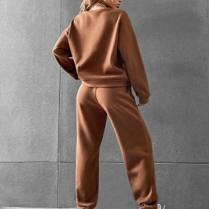 Solid Düşük Omuz Sweatshirt & Eşofman Altı