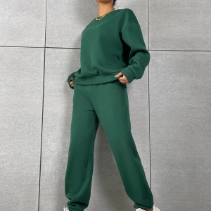 Solid Düşük Omuz Sweatshirt & Eşofman Altı